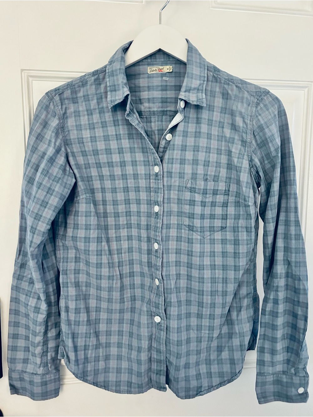 Faherty Light Blue Plaid Button-Down Shirt
